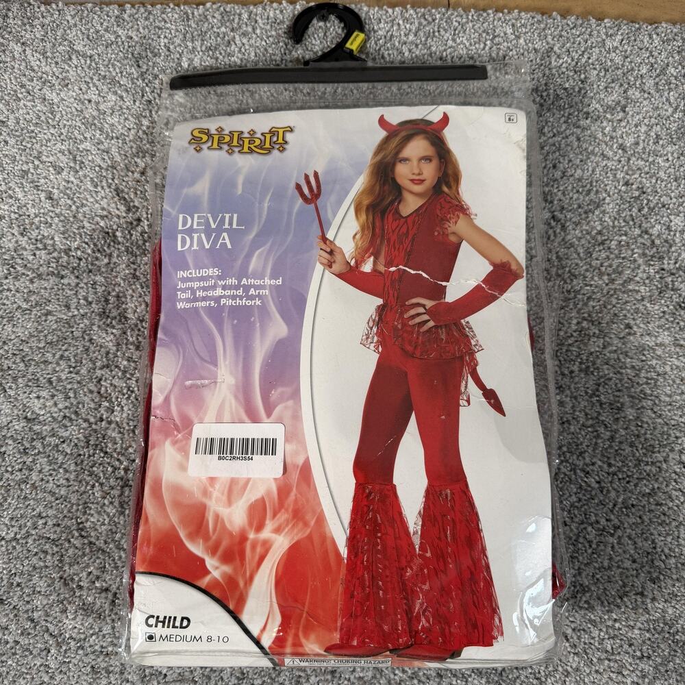 Spirit Halloween Devil Diva Costume Girls M 8-10 Devilcore Halloween Party Glam